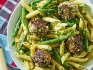 Renal - Pesto Meatballs Baked Ziti